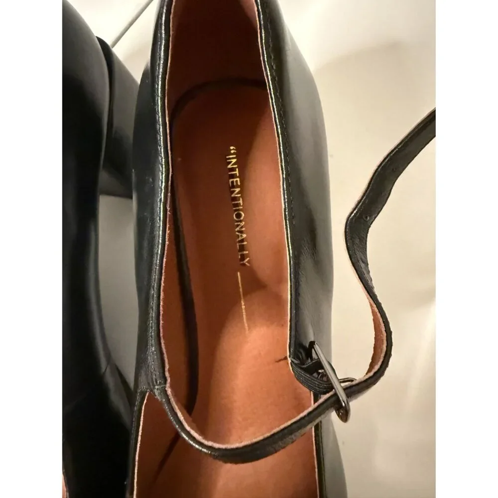 Intentionally Blank Christopher Mary Jane Heel Black Leather US 11 NEW $198 - Picture 14 of 15